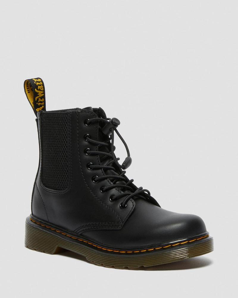 Black Kids\' Dr Martens Junior 1460 Harper Leather Casual Boots | CA 659RVD